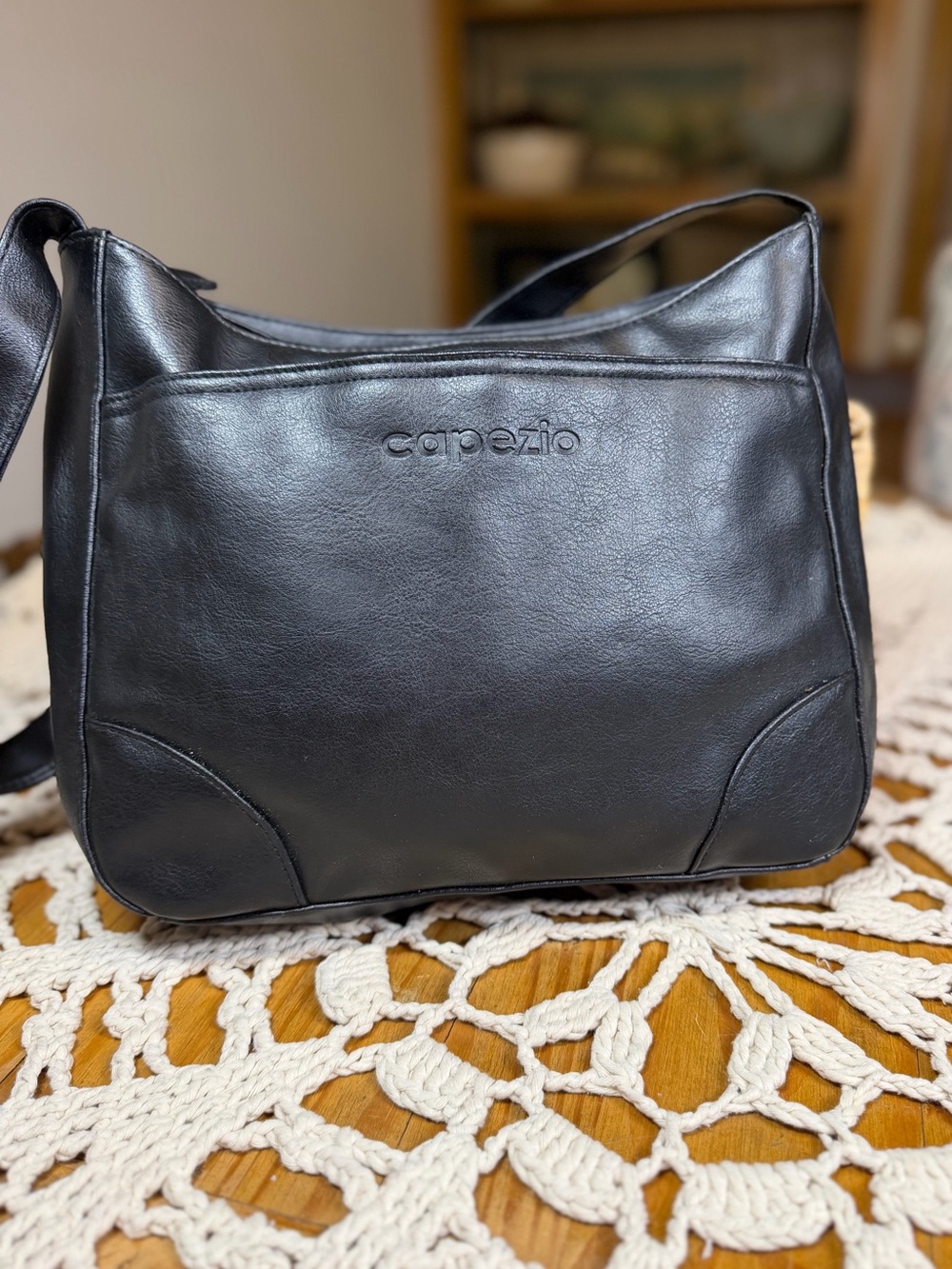 Vintage 90s Capezio Black Shoulder Bag Purse Classic Minimalist Hobo